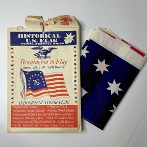 Vintage 1975 Bennington 76 Flag Stars & Stripes Co 2x3 Ft US Bicentennial Banner